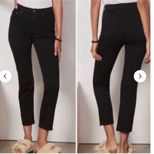 EDWIN "Bree Slim Skinny" Jean in Black Cropped Raw Edge Evereve Size 28 EUC